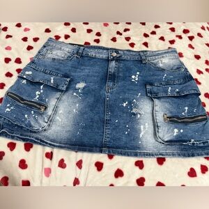 Forever 21 Blue Distressed Cargo Mini Skirt NWT